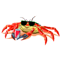 a crab wearing sunglasses drinking a soda